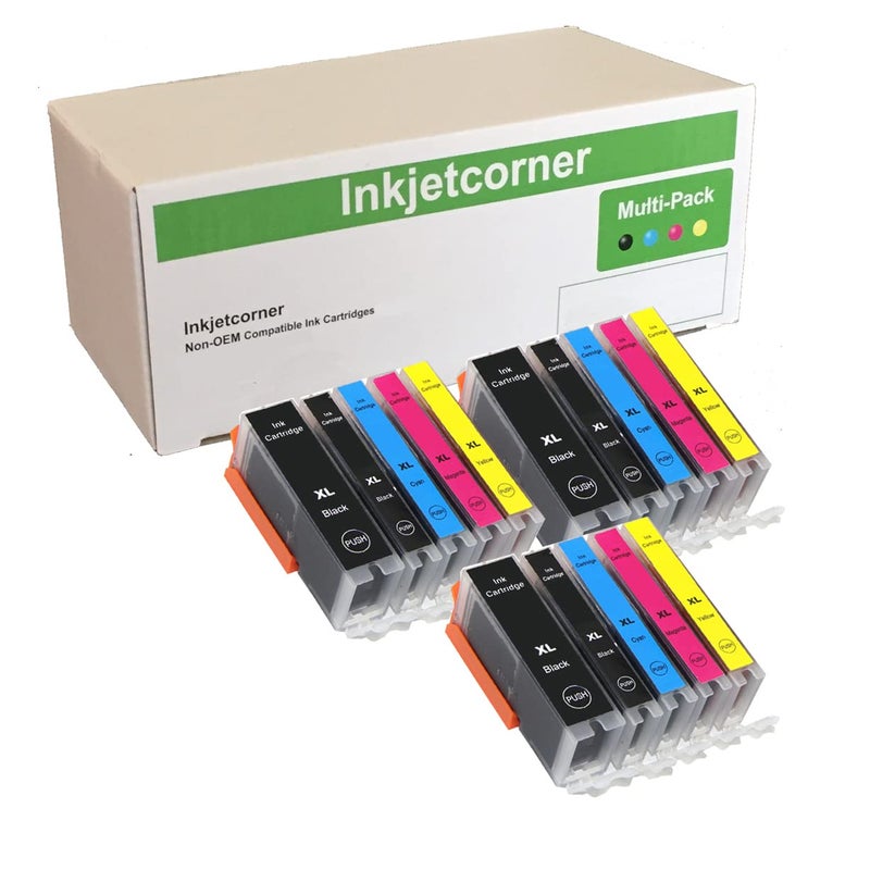 Inkjetcorner Compatible Ink Cartridges Replacement for use in Series iX6820 MX920 MG5620 MG5622 MG6620 iP7220 (3 Big Black 3 Small Black 3 Cyan 3 Magenta 3 Yellow, 15 Pack)